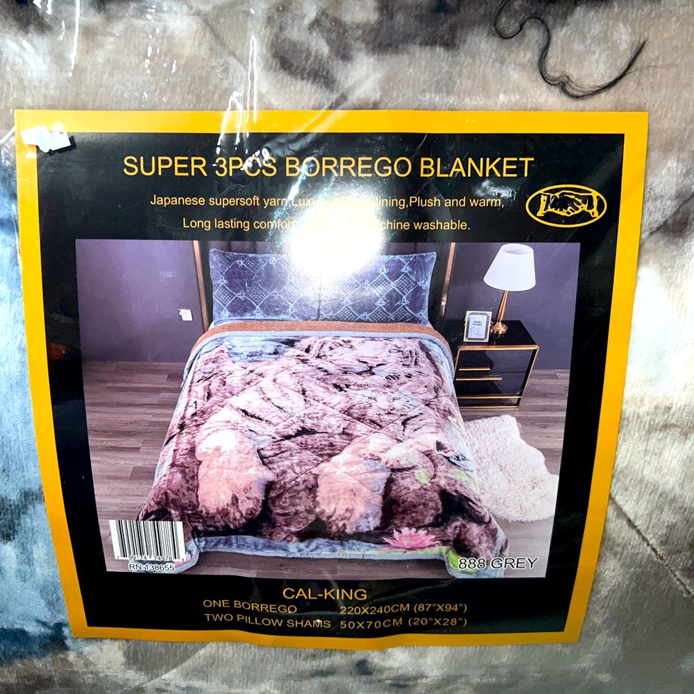 3pc Tiger Sherpa Flannel REVERSIBLE Comforter Set CALI KING NEW